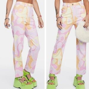 Peppermayo x Dolls Kill Psychedelic Print Keep Your Heart Pants Size 6 Y2K Retro